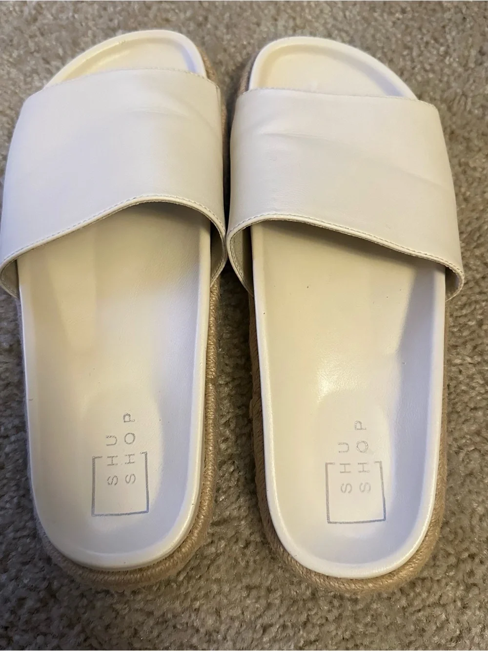 SHU SHOP Women's Crisanta Bone Sandal Slip On Slipper Bone 8.5 Off White Comfy
